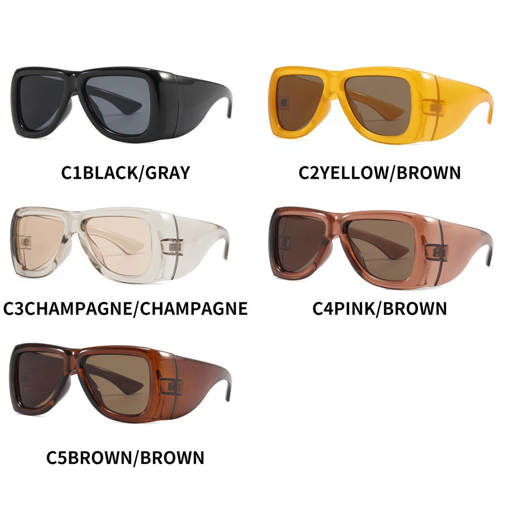Oversized Square Sunglasses Y2K Style — Black | KIMLUD