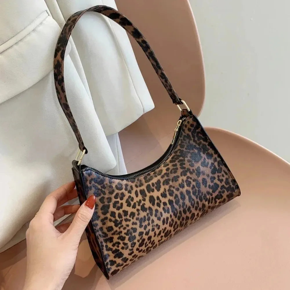 New Shoulder Bags for Women High Quality Zebra Underarm Handbags PU Leather Leopard Armpit Purse Bag