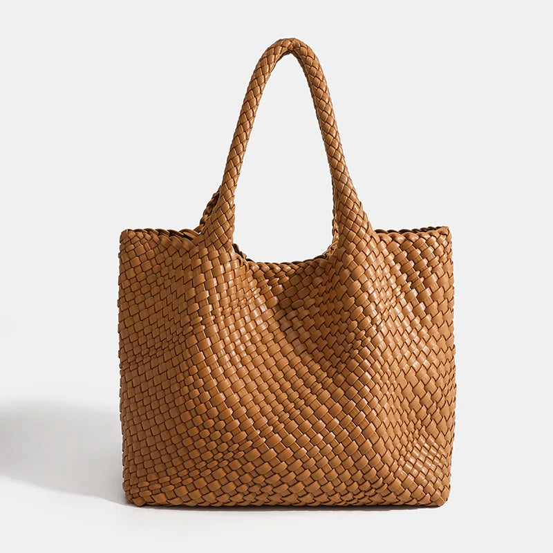 Neoprene Striped Tote Bag Hasp Closure — Black And White | KIMLUD