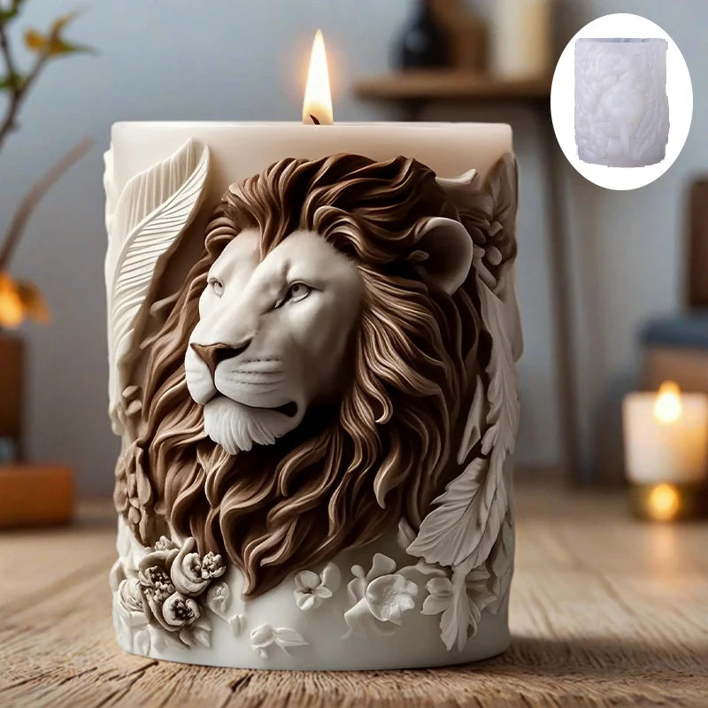 KIMLUD, 3D Lion Relief Candle Mold - Fine Lion Hair Replication High-Temperature Resistant Easy Unmold for DIY Aromatherapy Candles Home, KIMLUD Womens Clothes