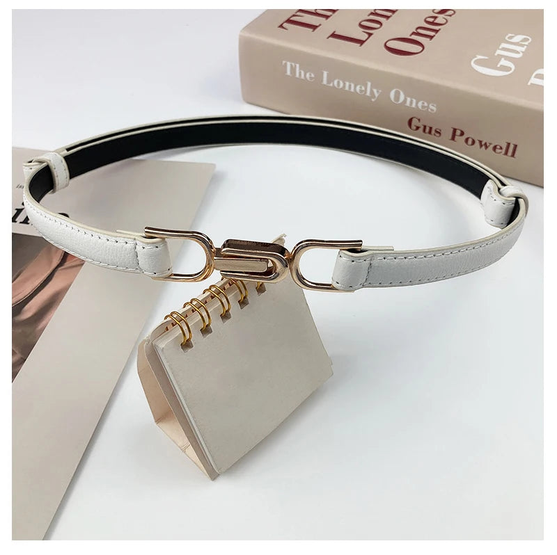 Fashionable Skinny PU Leather Alloy Buckle Custom Brand Design Thin Skinny Faux Leather Belt For Jeans Dress