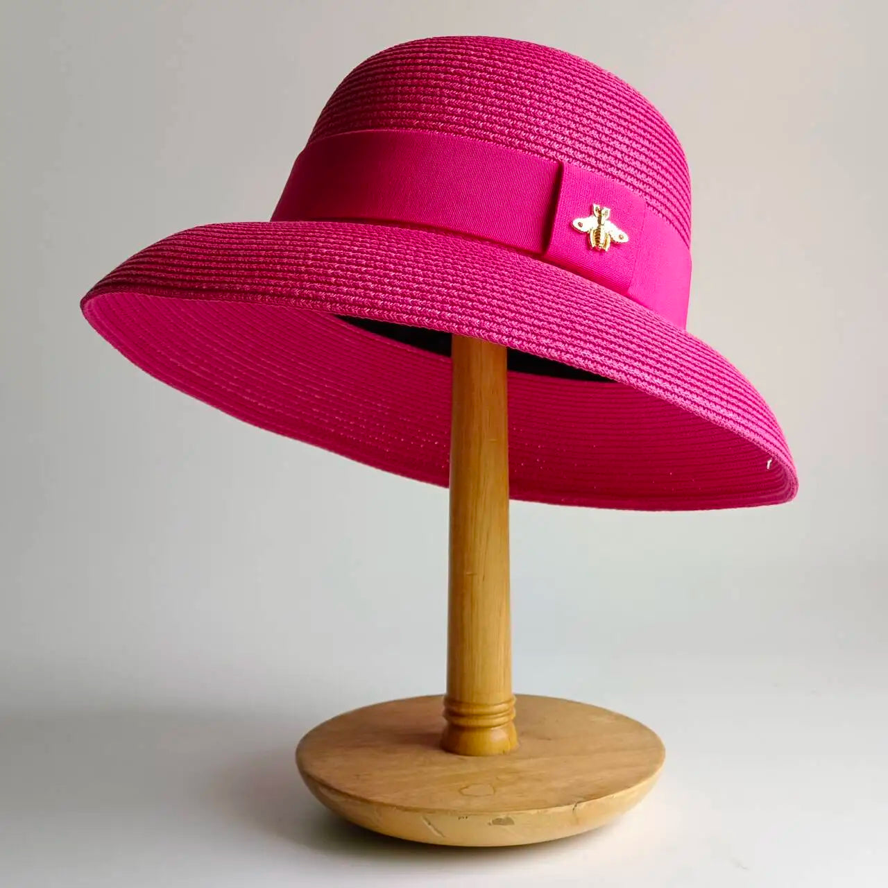 Straw Hepburn Style Solid Sun Hat — Natural | KIMLUD