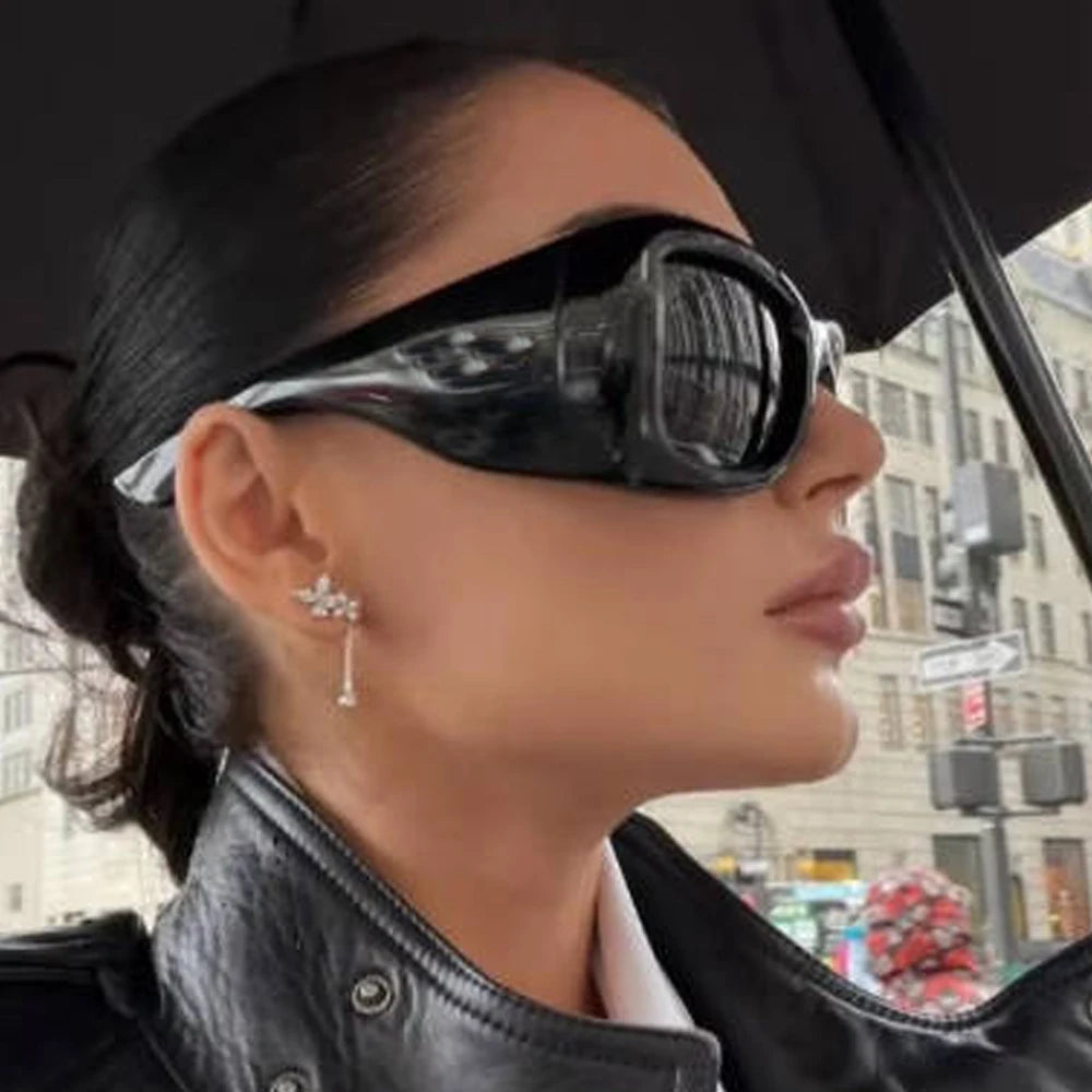 Oversized Square Sunglasses Y2K Style — Black | KIMLUD