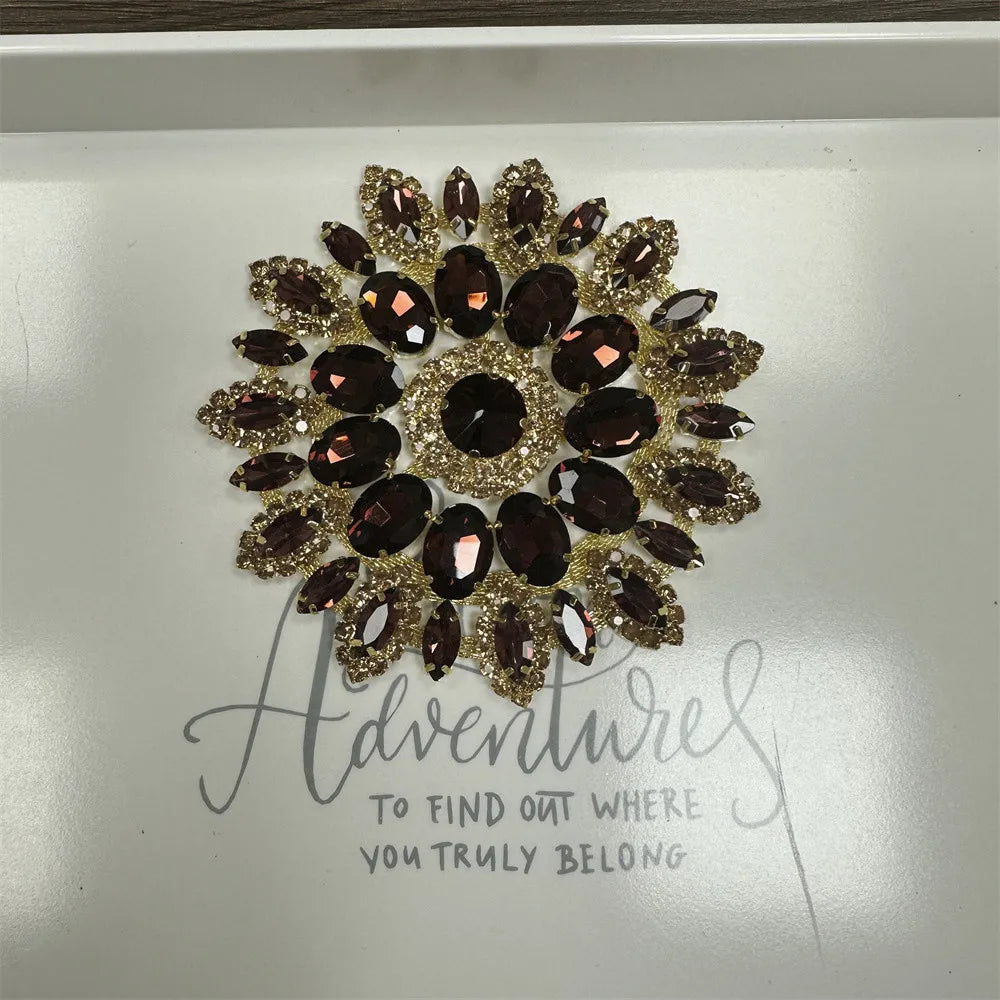 Crystal Rhinestone Appliques Round Cut Wedding Dress Embellishments — Clear | KIMLUD