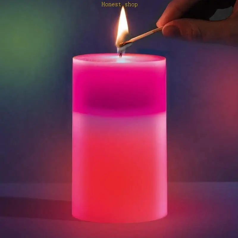 KIMLUD, C9GA for Creative LED Color Changing Real Wax Wick Pillar Candles for Living Room Bedroom Bathroom Home Decoration, KIMLUD Womens Clothes