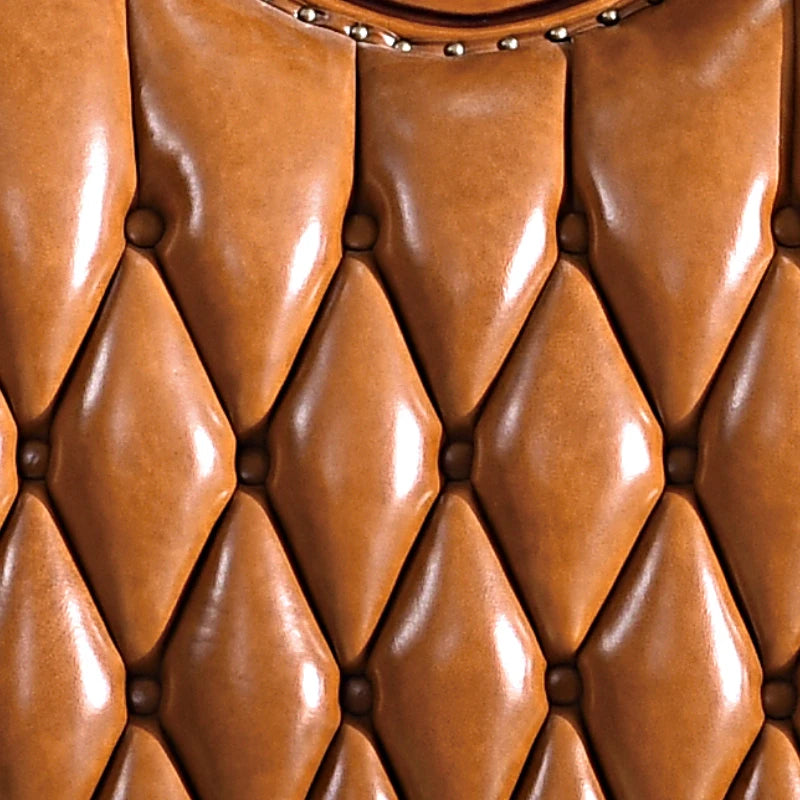 Genuine Leather Bed Romantic Design — Cognac Brown | KIMLUD