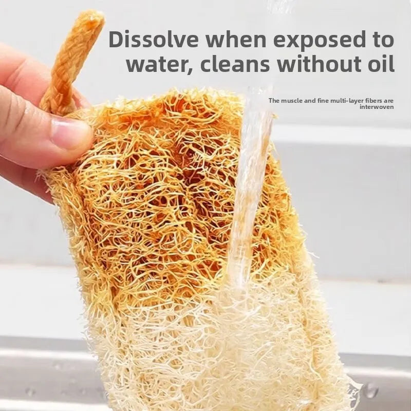 Plant Fiber Dish Scrubbing Pad With Rope — Natural Beige | KIMLUD