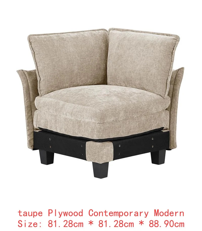 Chenille Sectional Sofa Set 6-Piece Modular Luxe Soft — Light Dove-Gray | KIMLUD