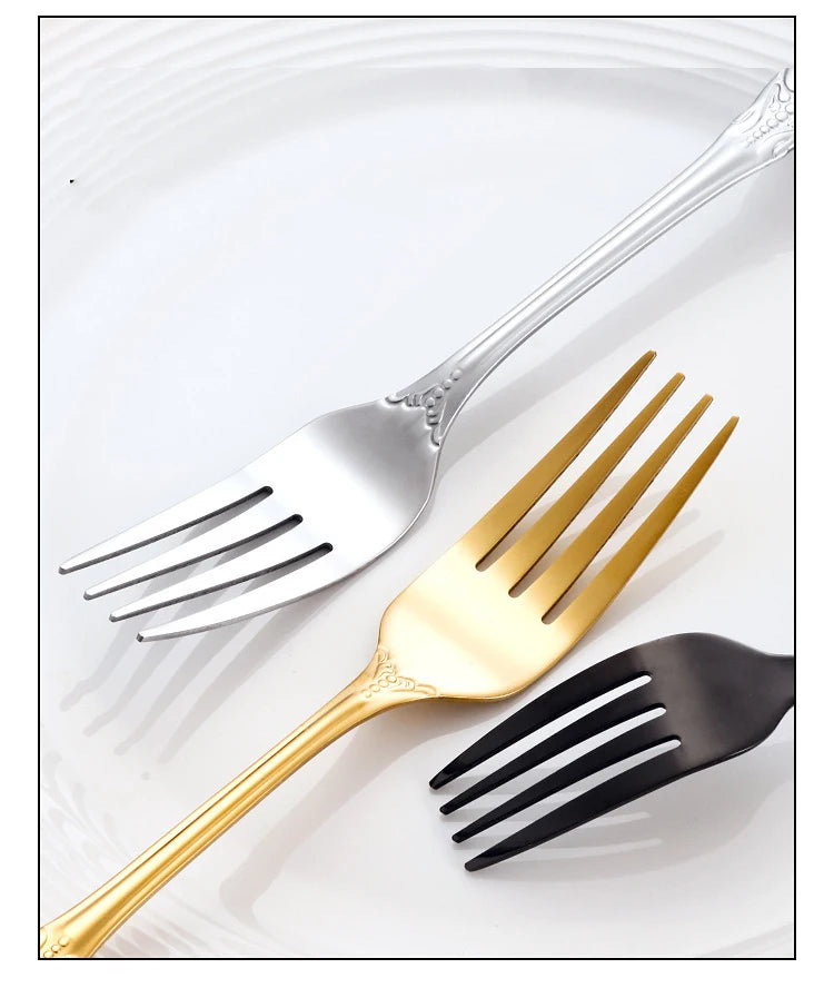 Gold-Plated Stainless Steel Cutlery Set Royal European Spoon Fork Collection — Golden | KIMLUD