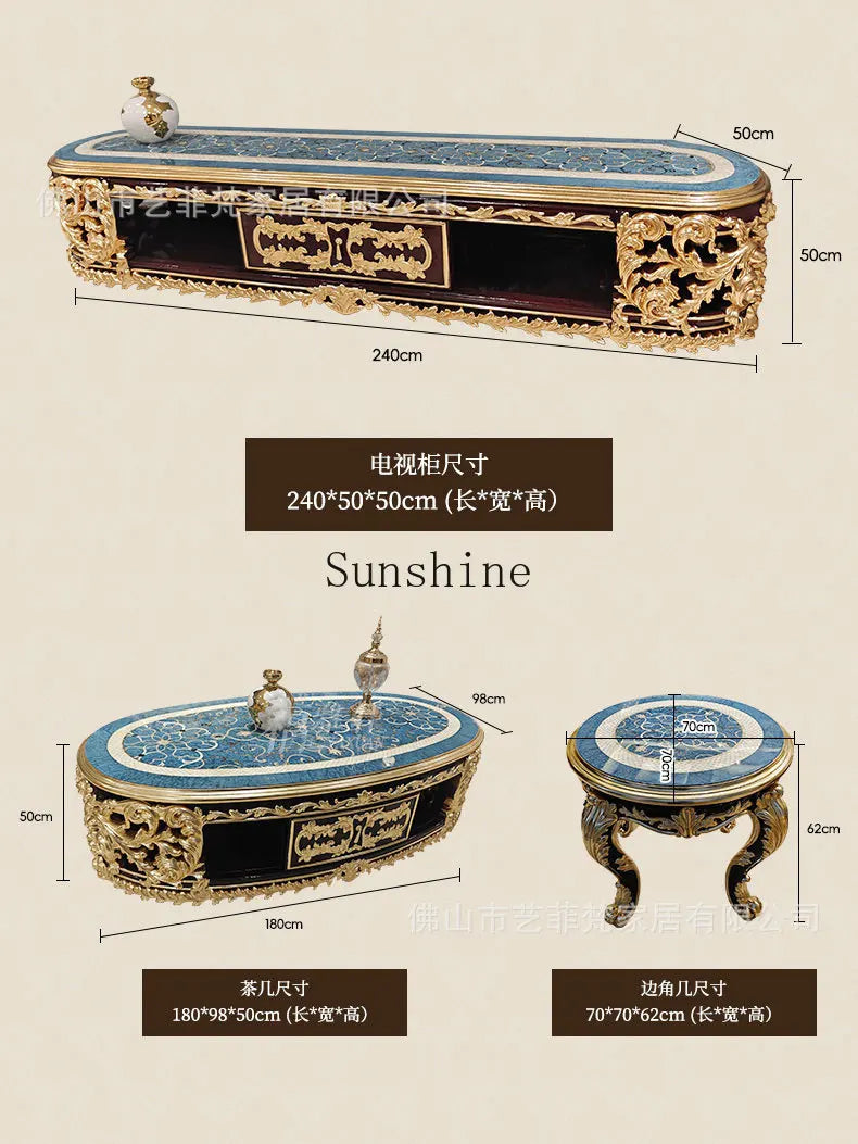 French aristocratic living room furniture European style luxury high-end gold fabric sofa