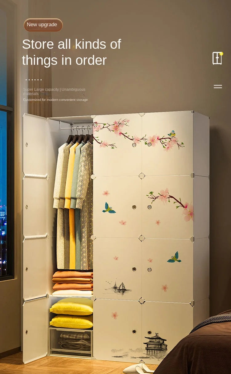 Plastic Wardrobe Collapsible with Large Space — White | KIMLUD
