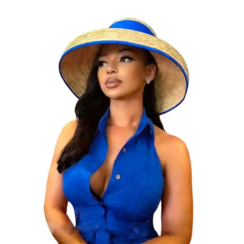 Sun Hat Straw Hepburn Silhouette Wide Brim — Natural | KIMLUD