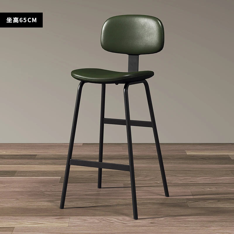 Industrial Wrought-Iron Bar Stool Soft Bag Seat — Black | KIMLUD