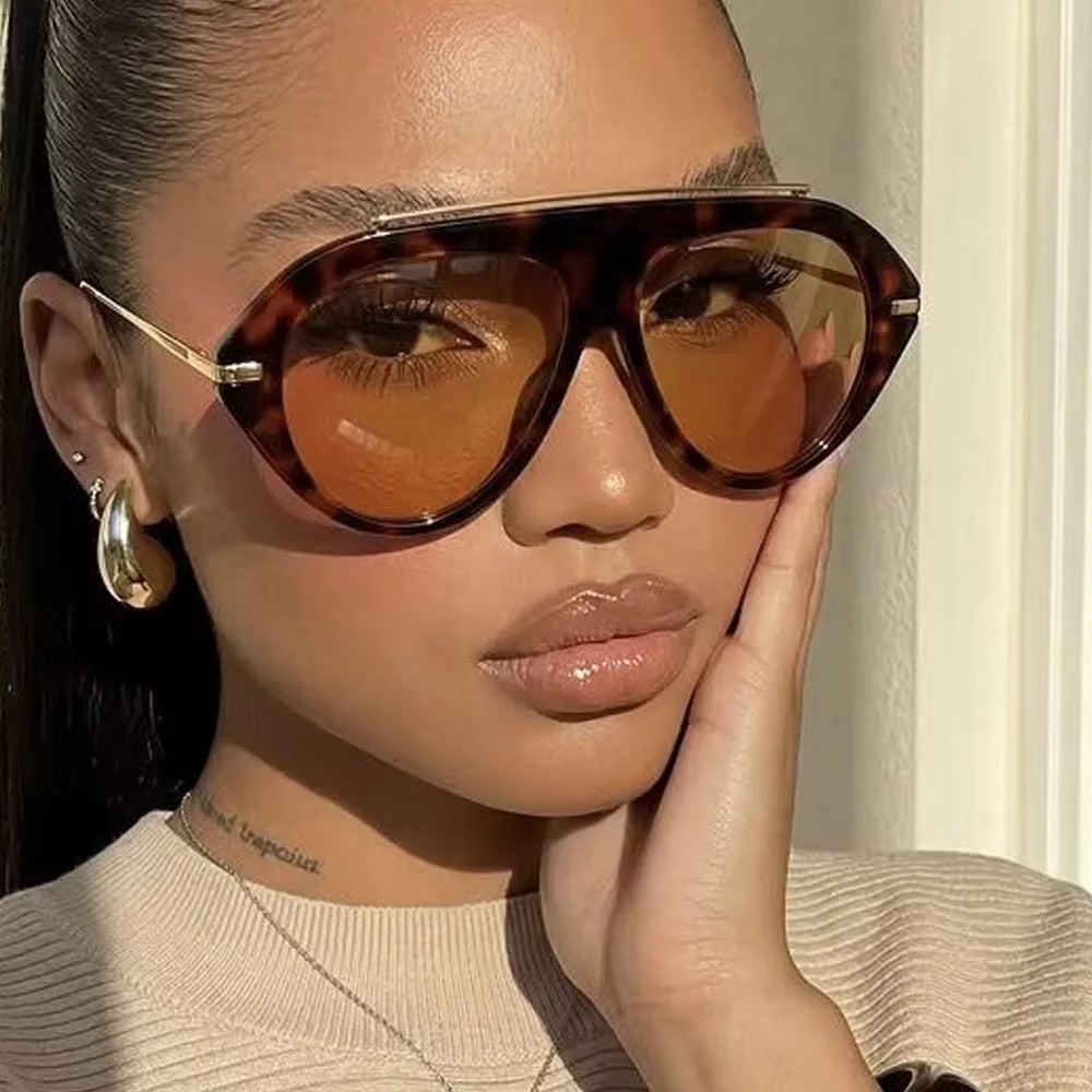 Oversized Patchwork Sunglasses — Blue Green | KIMLUD