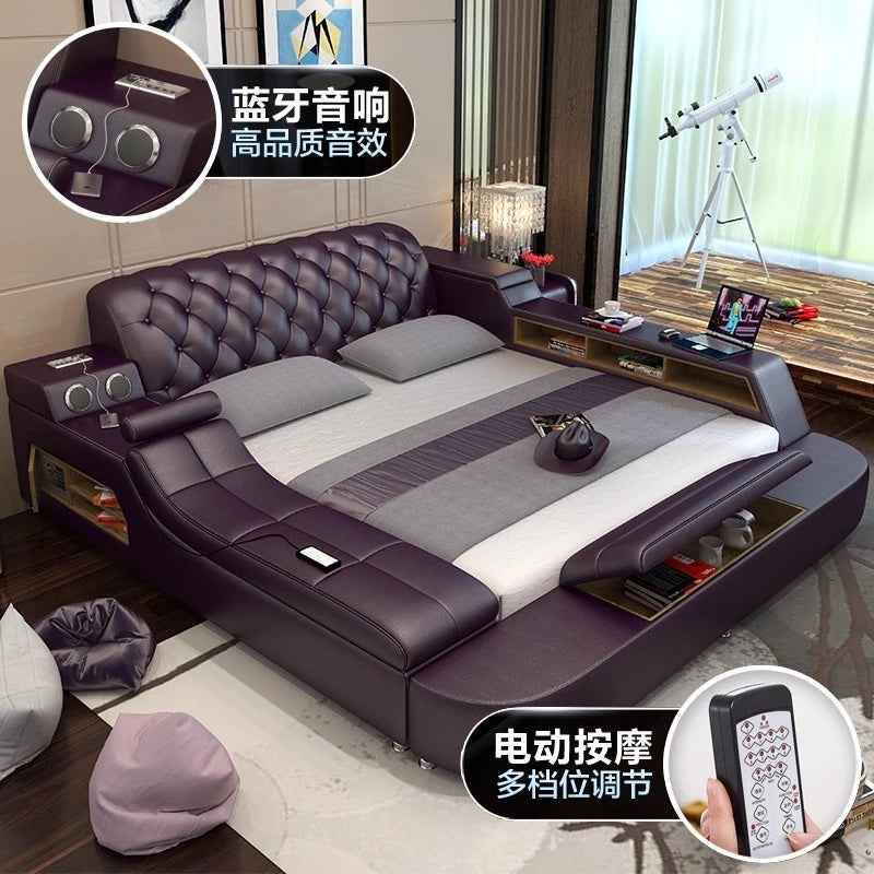Massage chair double beds frame headboard frame twin luxury multifunctional beds king size storage modern bedroom furniture