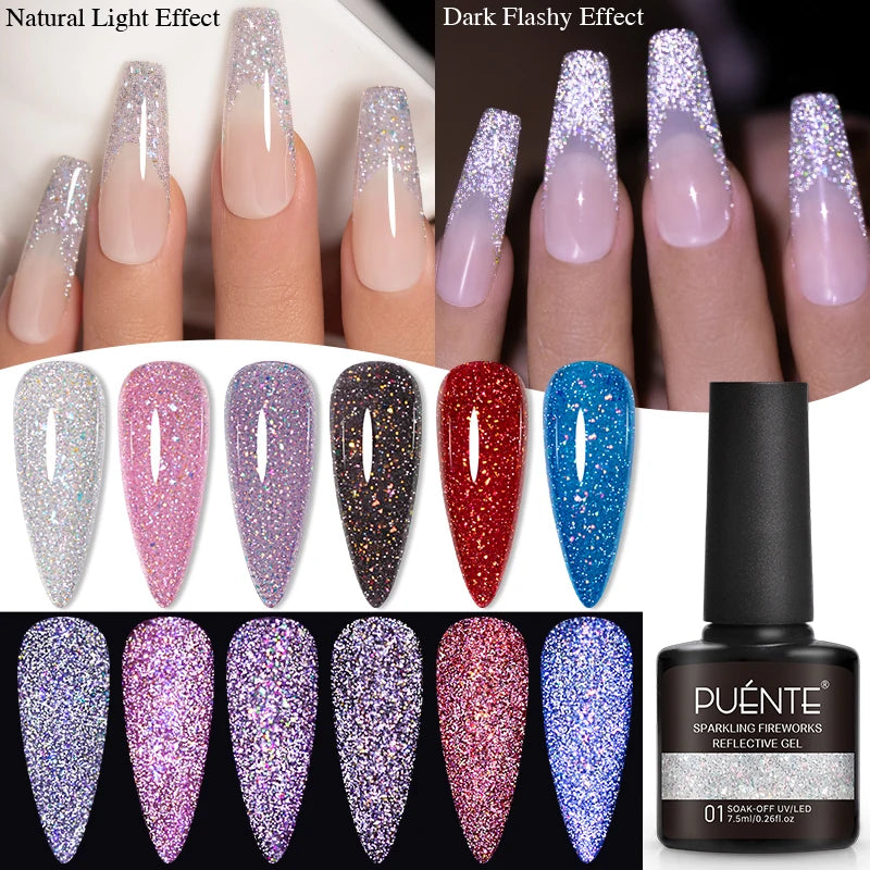 Reflective Glitter Gel Nail Polish Multidimensional Holographic Sparkle, UV-Curable Finish — Pink Lilac | KIMLUD