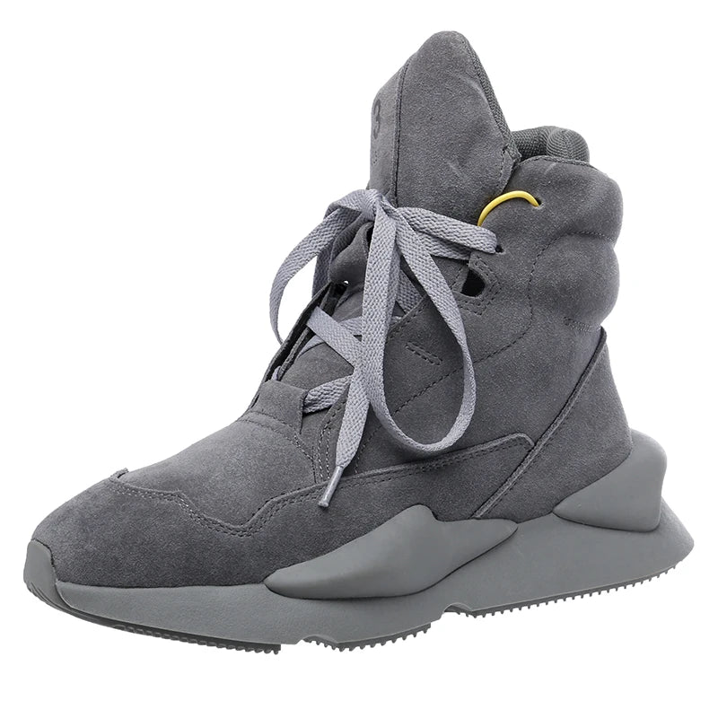 Cow Suede High-Top Sneakers Original Design — Slate Gray | KIMLUD