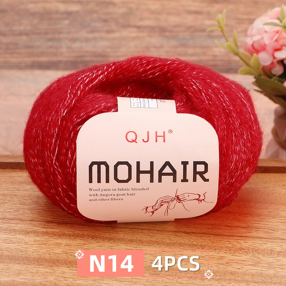 Mohair Yarn Set 4-Skein Bundle, 130m Each — Multicolor | KIMLUD
