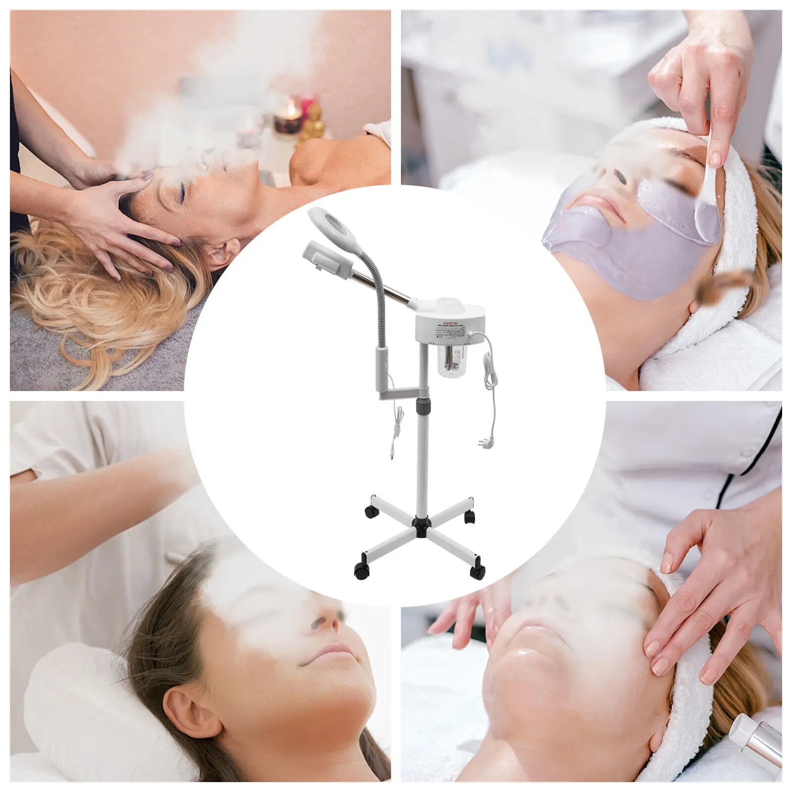 2 in 1 Combi Unit Steamer Magnifying Lamp Magnifying Lamp Hot Vapozone Ozone Streamer Steam Device Facial Sauna Machine 750W