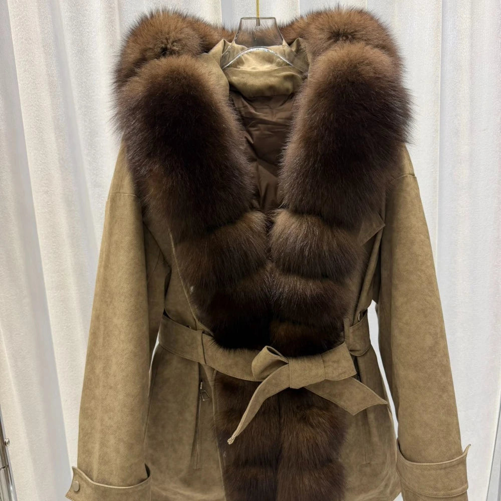 Down Parka – Fur Hooded – Duck Down – White | KIMLUD