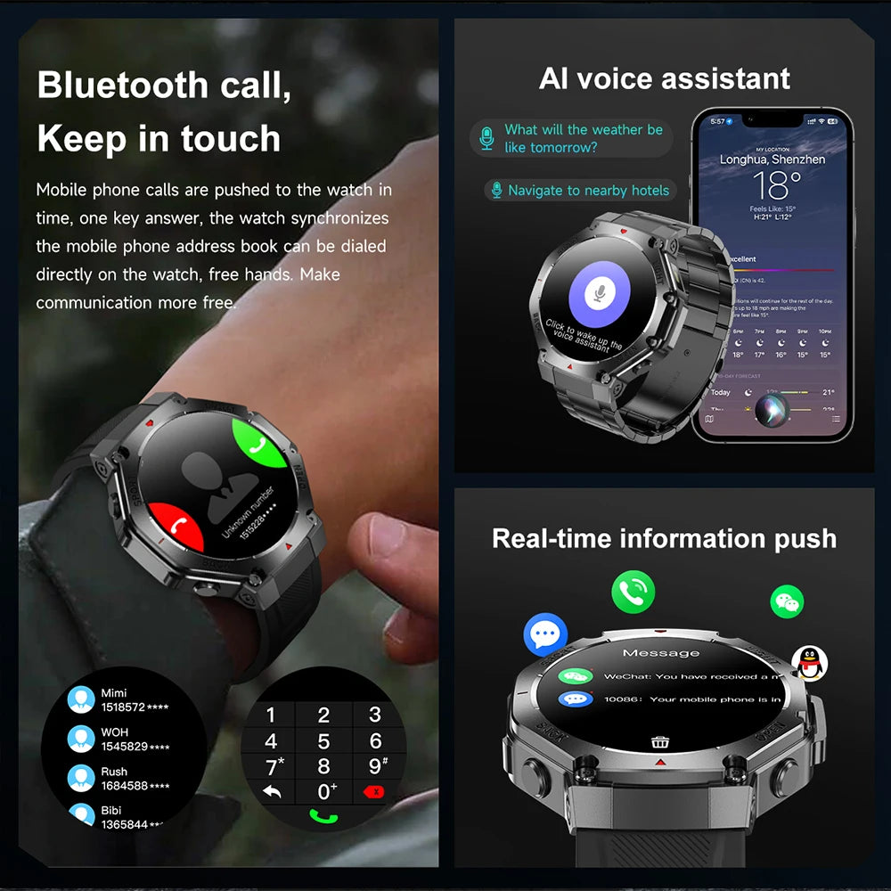 KIMLUD, 2025 New LED Smart Watch Men's HD AMOLED Bluetooth Call Waterproof Smartwatch Heart Rate Monitoring Women's Health Smart Watches, KIMLUD Womens Clothes
