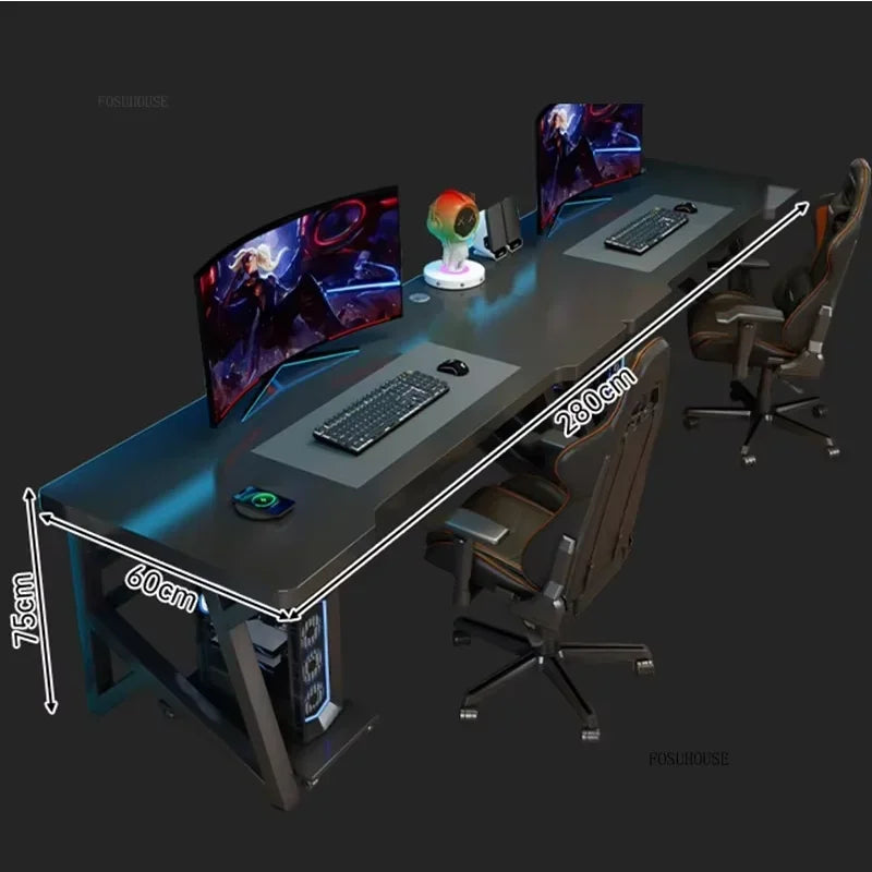 L-Shaped Double Computer Desk Home Office — Black | KIMLUD