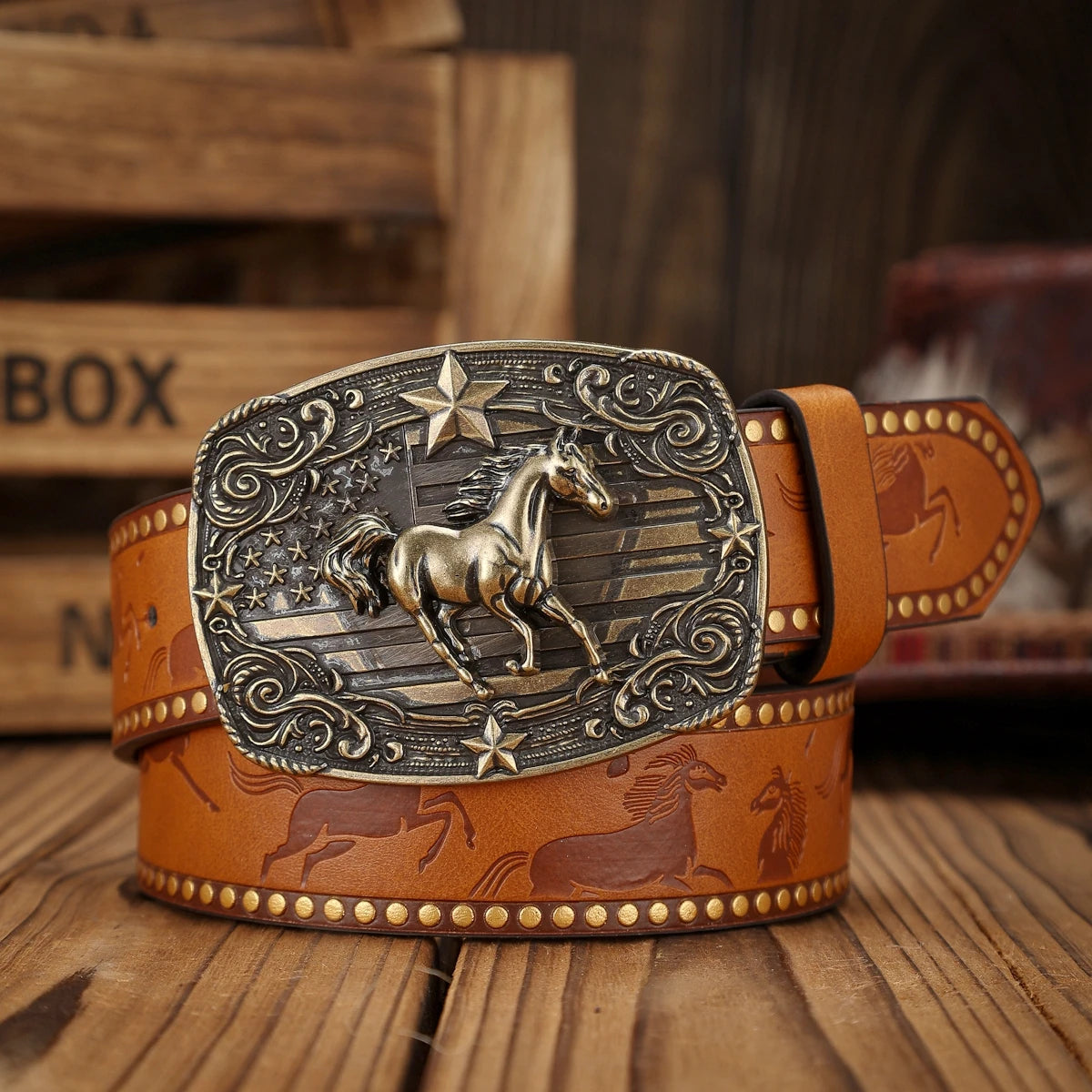 Luxurious Premium Western-Style PU Belt — Black | KIMLUD