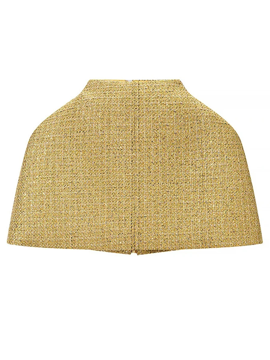 Luxurious Elegant Gilded Solid Wrap Top — Gold | KIMLUD