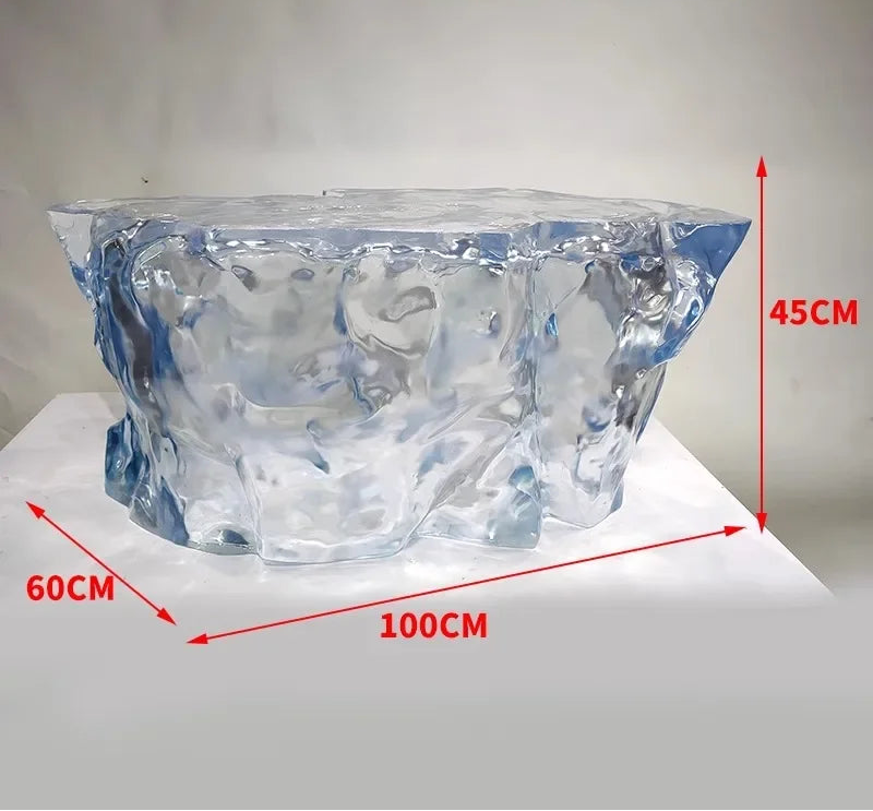 KIMLUD, Transparent Island Villa Bar Home Art High-end Resin Glacier Coffee Table, KIMLUD Womens Clothes