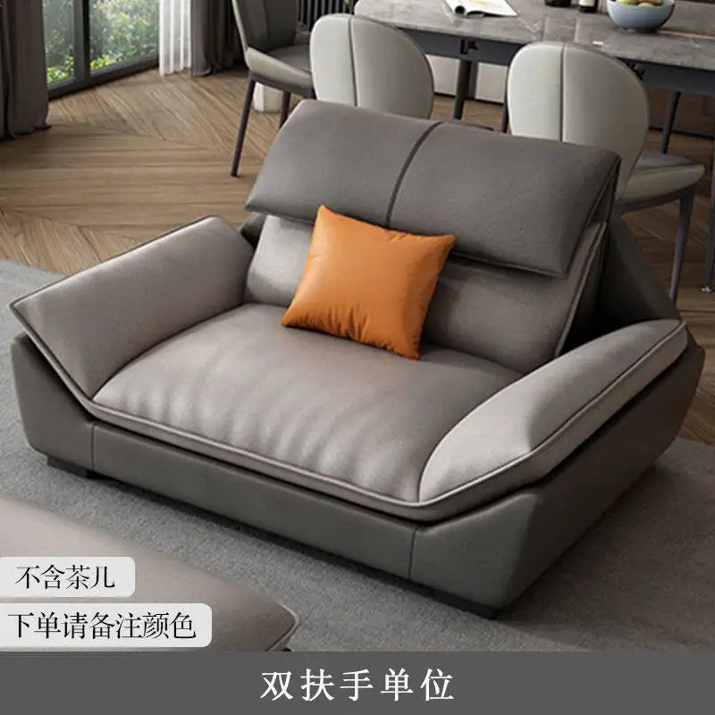 Luxurious Microfiber L-Shaped Sofa — Gray | KIMLUD