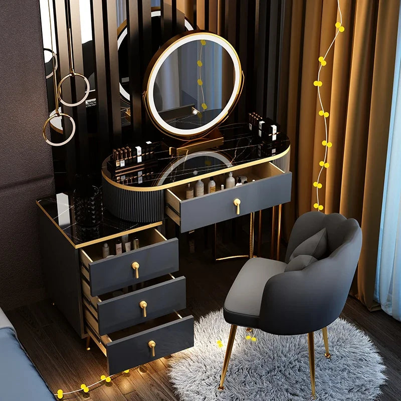 European Modern Vanity Table Storage Brass Hardware — Deep Blue-Dust | KIMLUD
