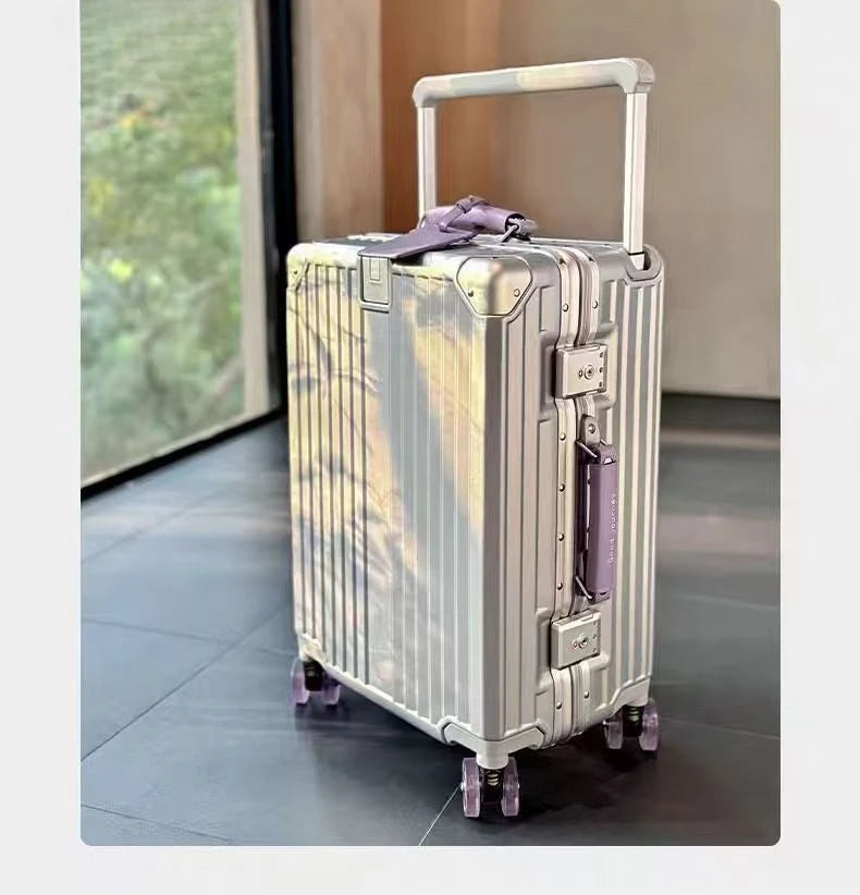Wide-Handle Travel Suitcase With Cup Holder — Black | KIMLUD
