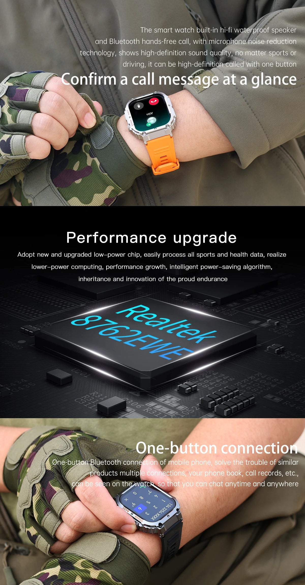 2024 Smart Watch Men's New Bluetooth Call 1.96-inch IPS Square Screen Full View Full Day Heart Rate Detection Sports Smart Watch
