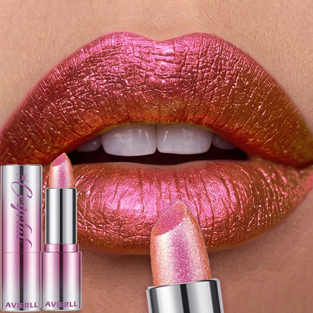 14 Colors Metallic Sparkle Lipstick Polarizing Pigment Diamond Shine Gold Pearlescent Lipgloss Long Lasting Lip Beauty Makeup