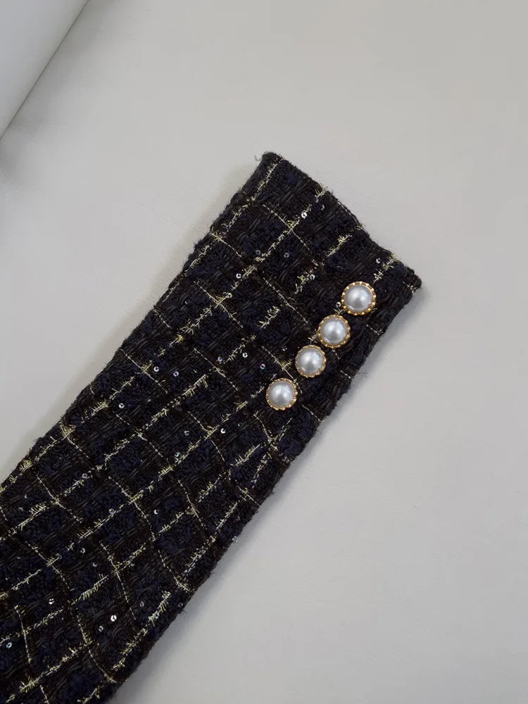 IEQJ Fashion Autumn Winter Evening Dress Women O-Neck Long Sleeves Single-breasted Zipper Cotton Tweed Umbrella Dresses New