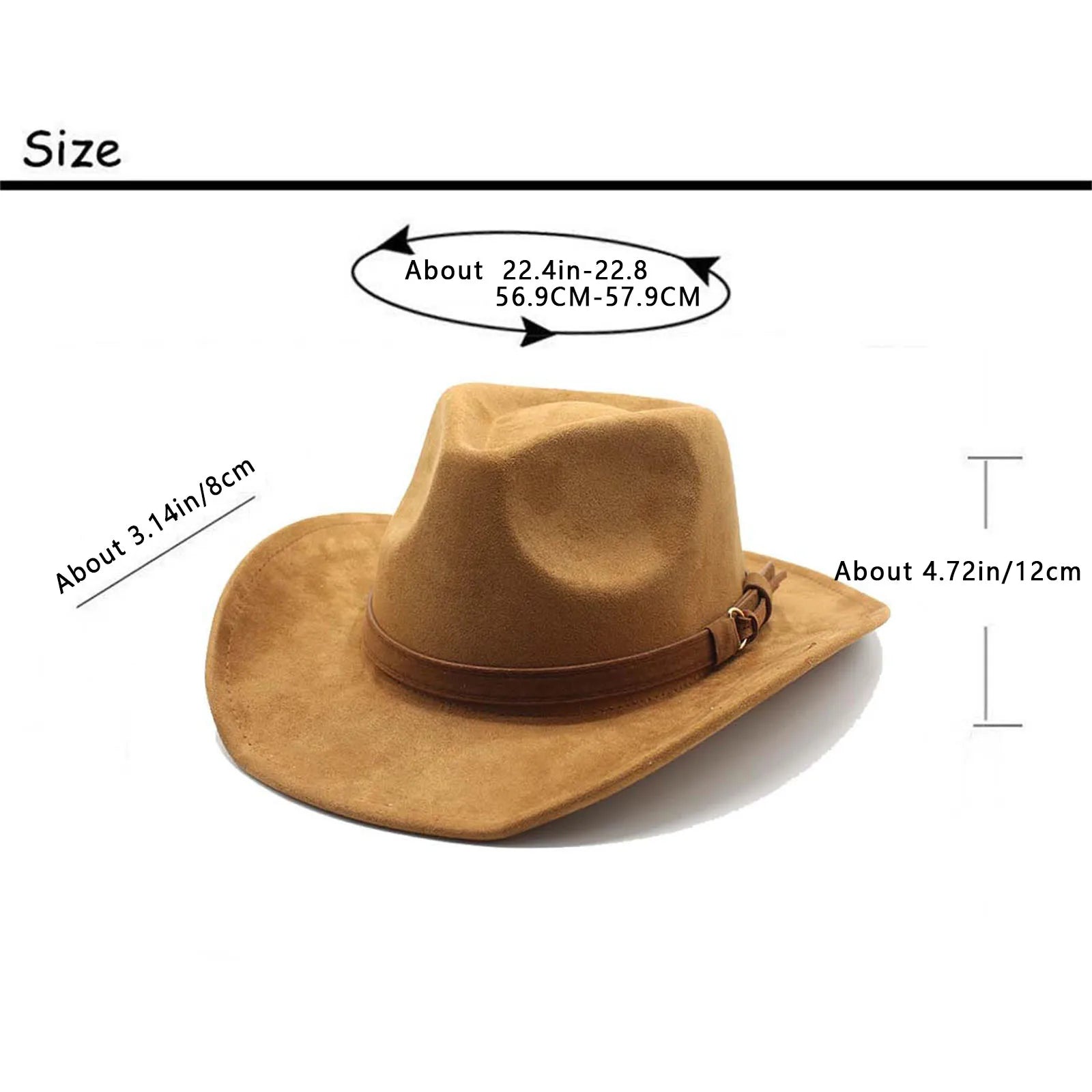 Felt Cowgirl Hat With Belt And Wide Soft Brim — Black | KIMLUD