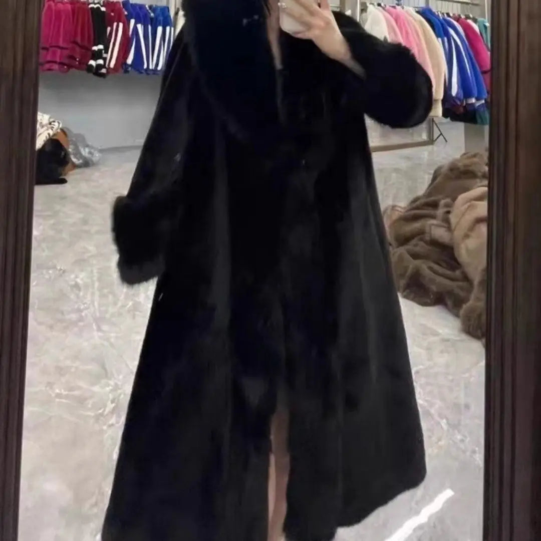 Faux Fur Coat – Thick Warm Turn-Down Collar – Long Coat | KIMLUD