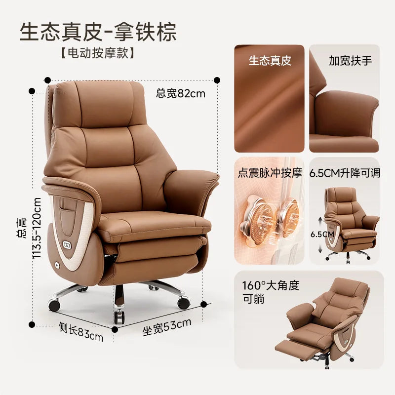 Genuine Leather Solid Executive Chair — Brown | KIMLUD