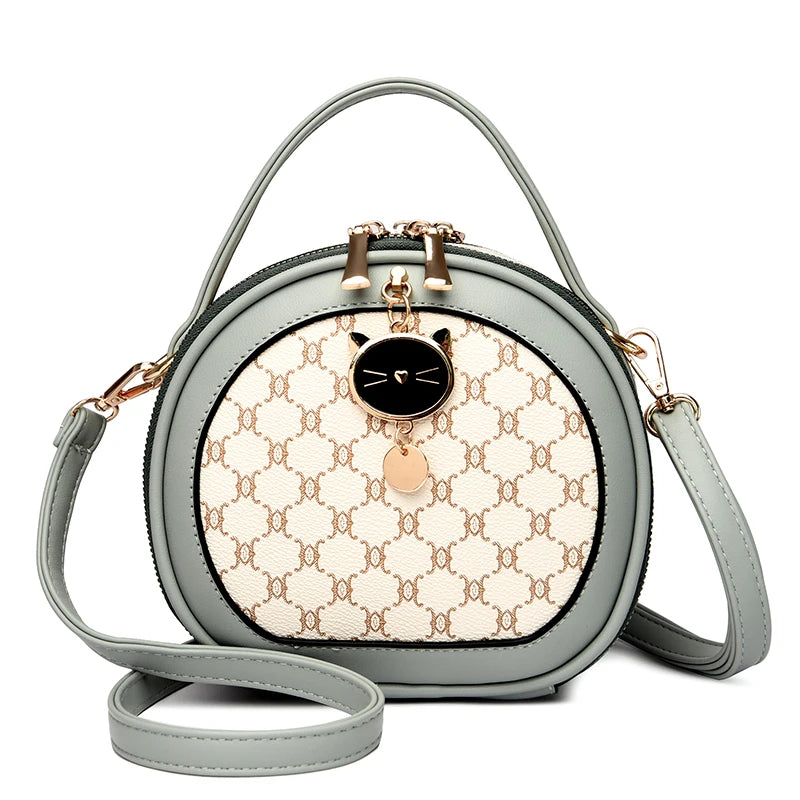 PU Leather Circular Crossbody Bag Sequined Letter — Off-White | KIMLUD