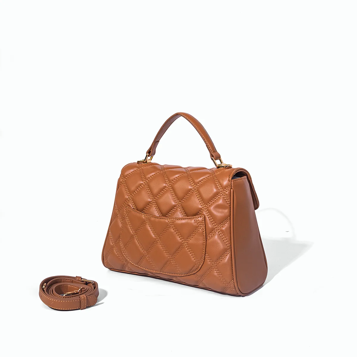 Quilted Square Bag - Top Handle Crossbody - Square Silhouette | KIMLUD