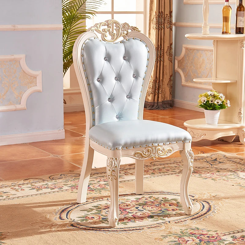 European Style Dining Chair Modern Restaurant Solid Wood Princess Chair Wedding Simple High Quality Muebles Lounge Furniture