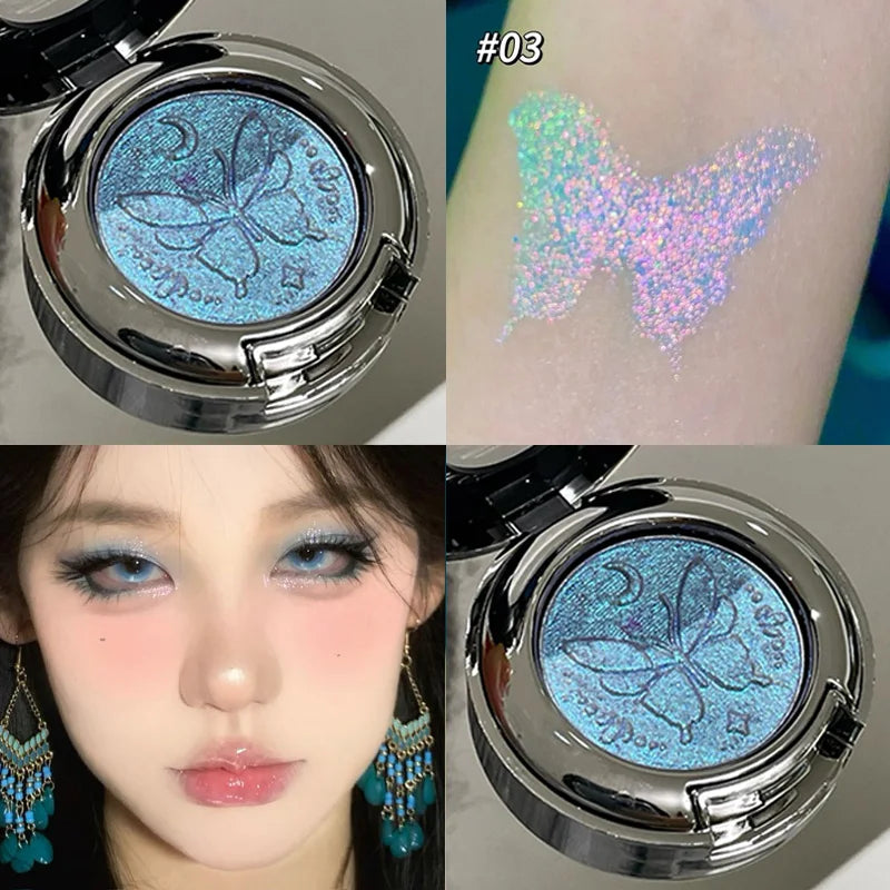 Eyeshadow – 3D Butterfly Embossing – Pearlescent Texture – Blue Purple | KIMLUD