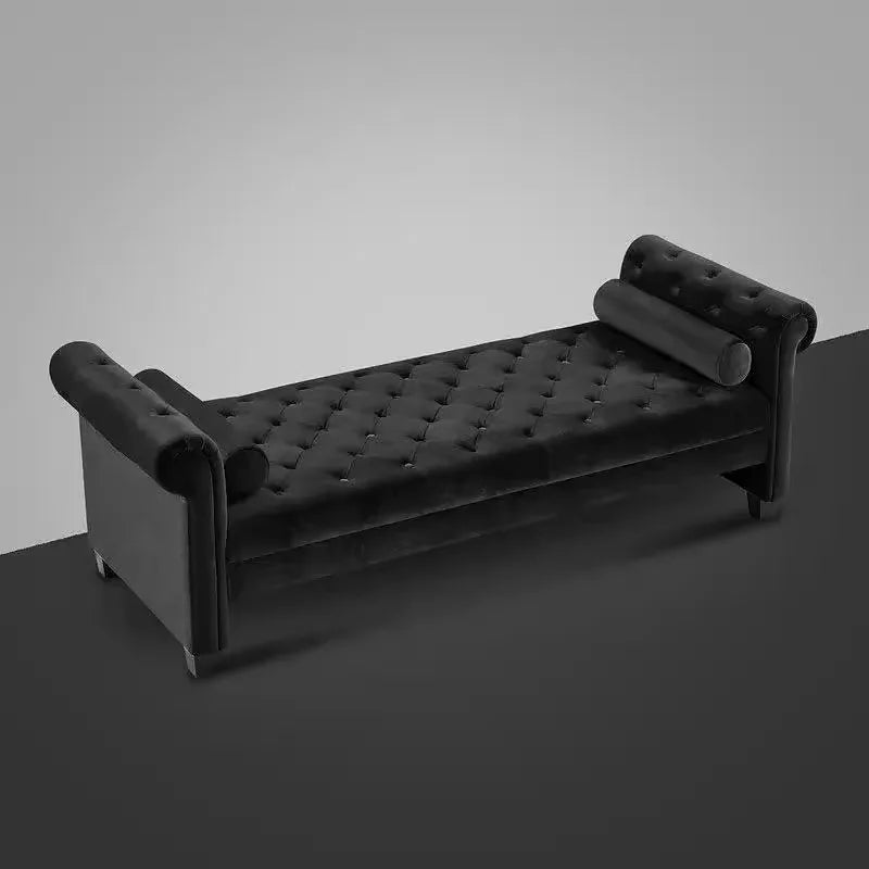 A Cotton Linen Bed End Stool Living Room Leisure Sofa Stool Soft Bag Pull Button Bench Door Door Shoe Stool