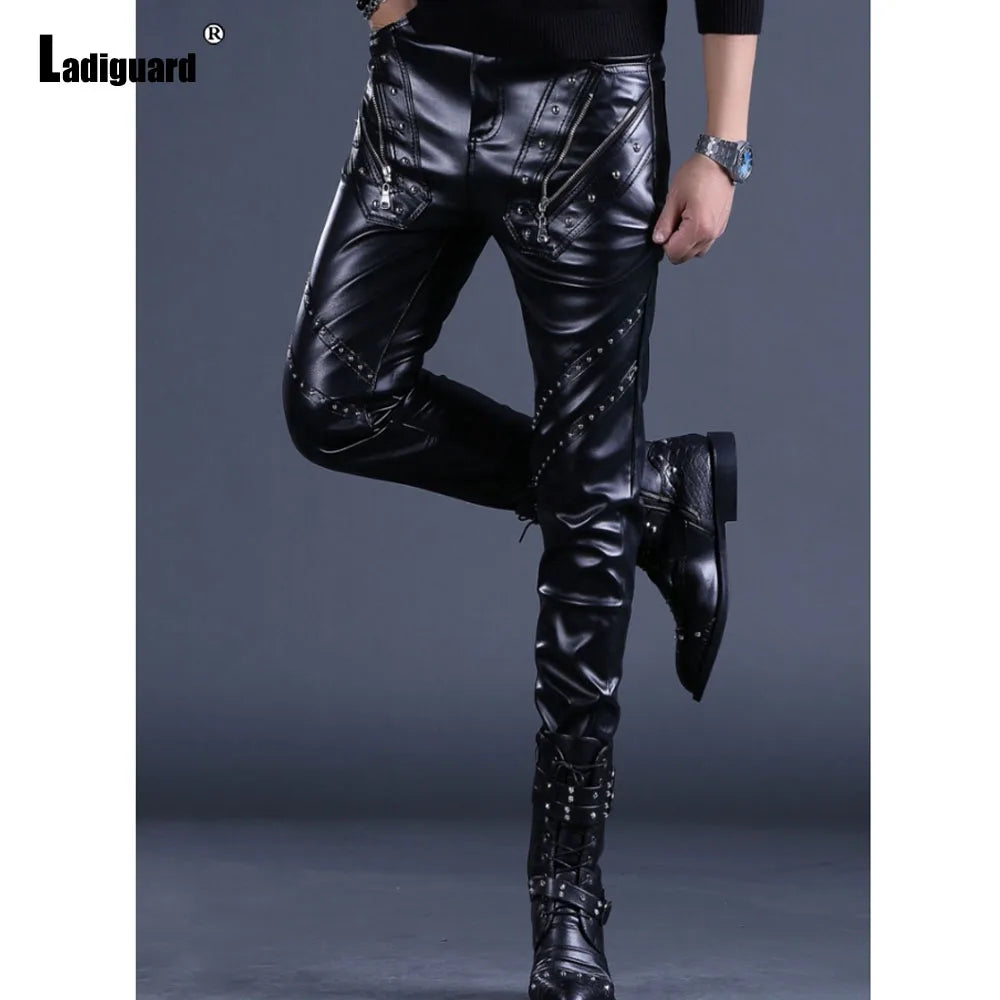 Men's Pants – Rock Style – PU Leather | KIMLUD