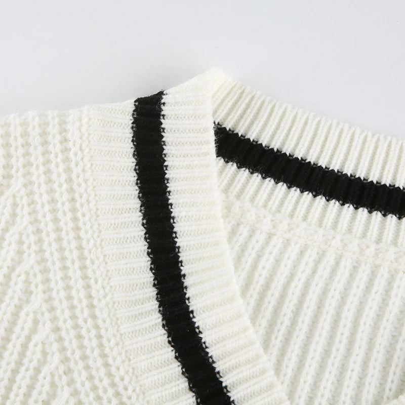 Women's Sweater - New Splicing Design - Polyester Knit - Loose Fit | KIMLUD