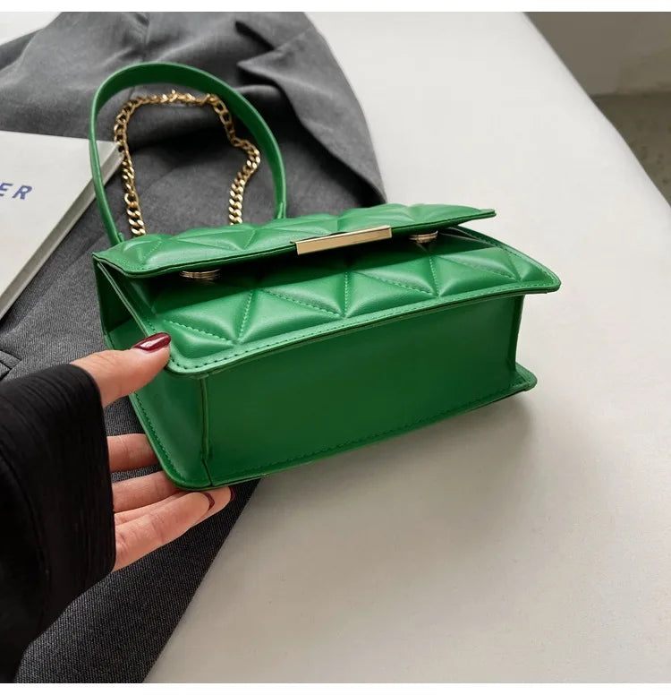 Trendy Quilted Chain Crossbody Shoulder Bag, Stylish Multi Color Small Square Purse, Chic & Perfect for Women's Everyday Use