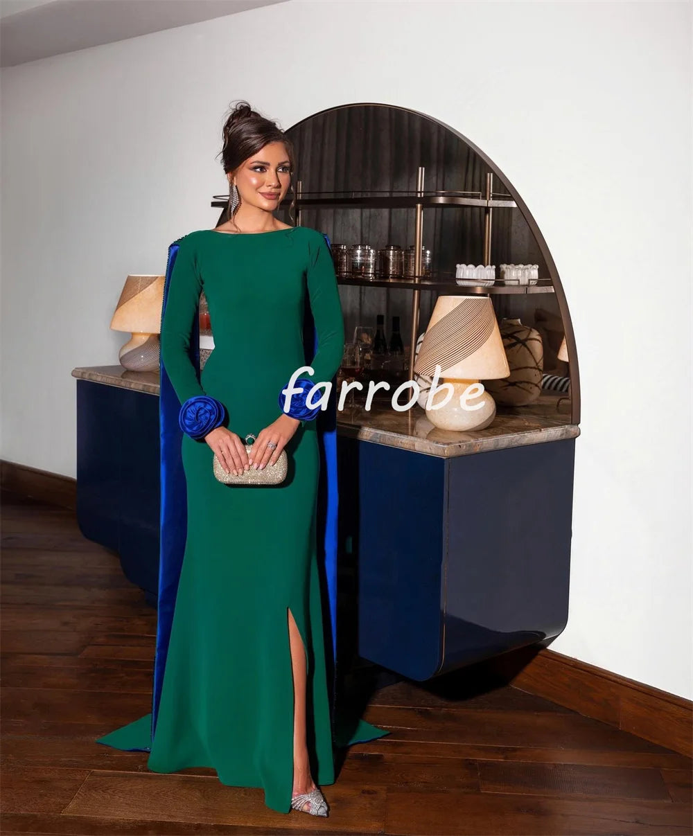Customized Pastrol High Quality Jersey Handmade Flower Beading Sequined Mermaid Scoop Neck Long Dresses Bespoke Occasion Dresses