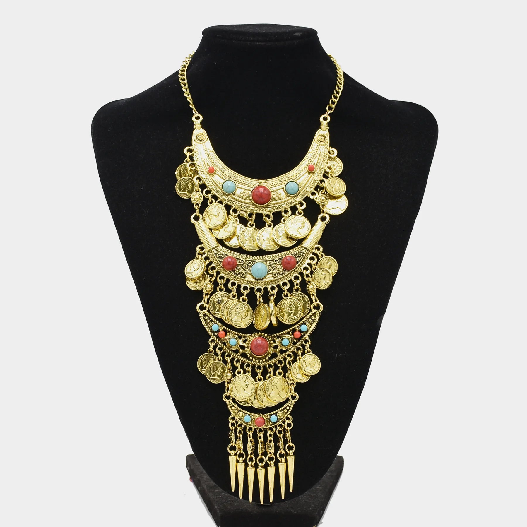Collar Necklace - Big Chunky - Tibetan Silver - Silver | KIMLUD