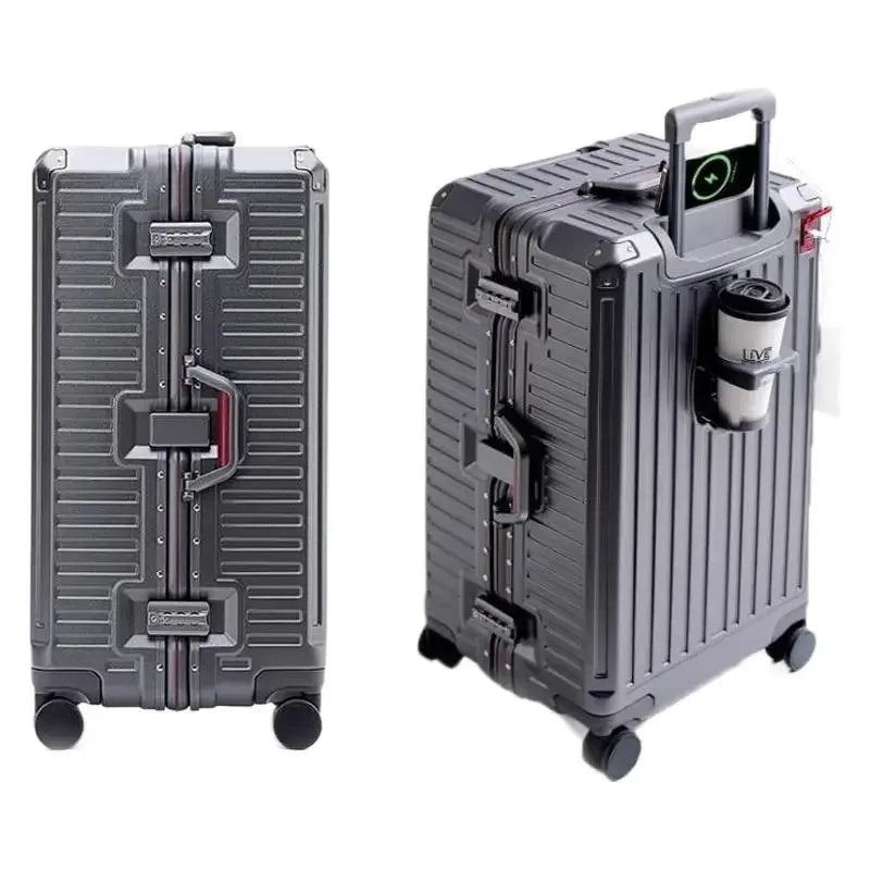 20 Inch Cabin Rolling Luggage Multifunctional Travel Suitcase Password Lock Omni-directional Wheel Rolling Luggage Case