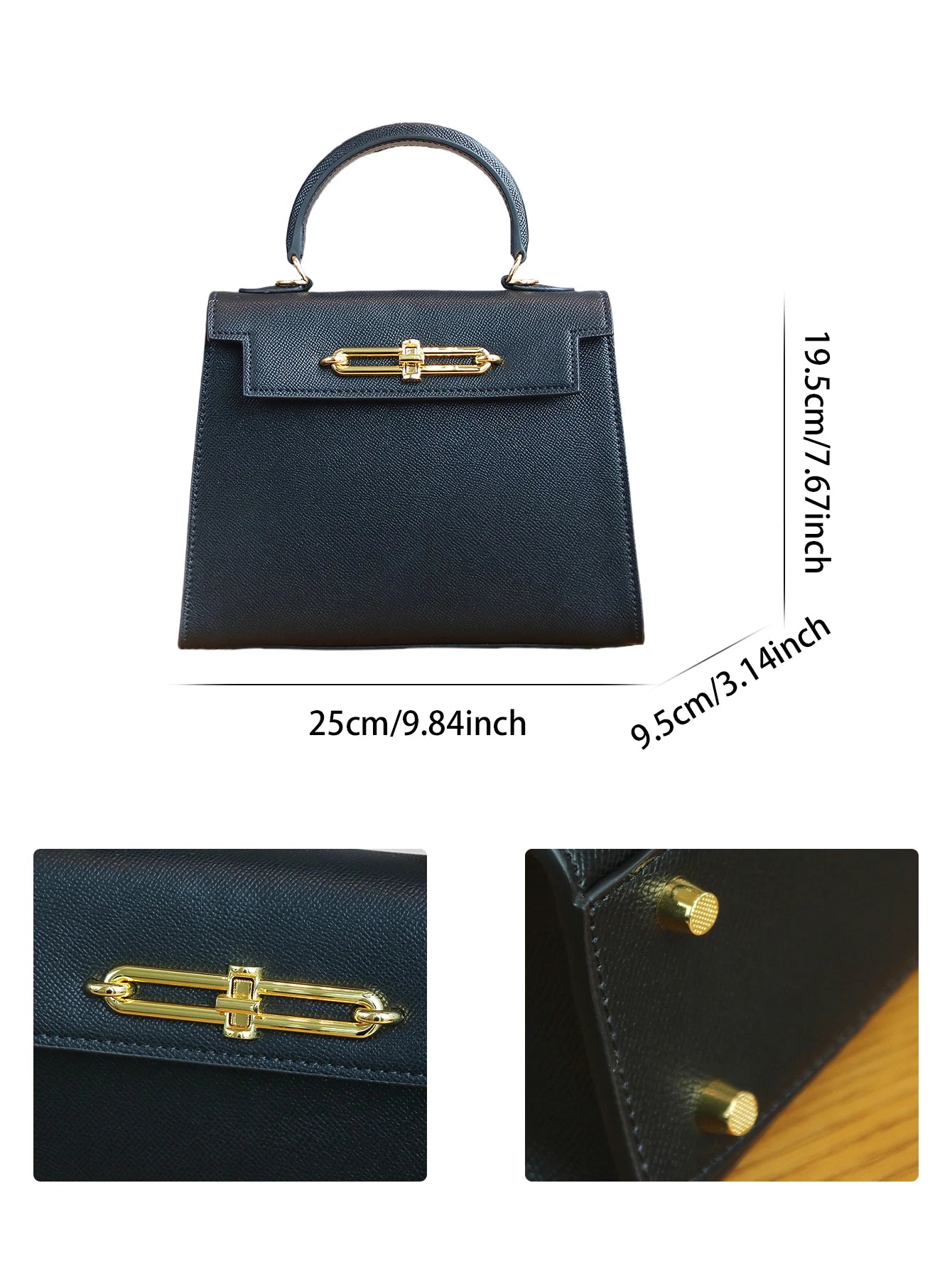 PU Leather Elegant Everyday Handbag — Black | KIMLUD